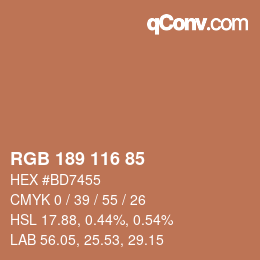 カラーコード: RGB 189 116 85 | qconv.com