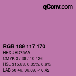 カラーコード: RGB 189 117 170 | qconv.com