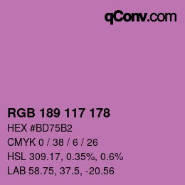 颜色代码: RGB 189 117 178 | qconv.com