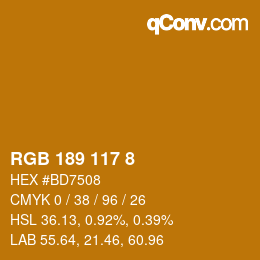Color code: RGB 189 117 8 | qconv.com