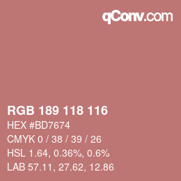 カラーコード: RGB 189 118 116 | qconv.com