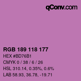 Código de color: RGB 189 118 177 | qconv.com