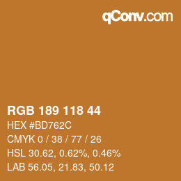 颜色代码: RGB 189 118 44 | qconv.com