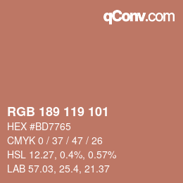 Código de color: RGB 189 119 101 | qconv.com