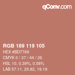 カラーコード: RGB 189 119 105 | qconv.com