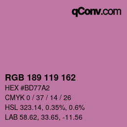 颜色代码: RGB 189 119 162 | qconv.com
