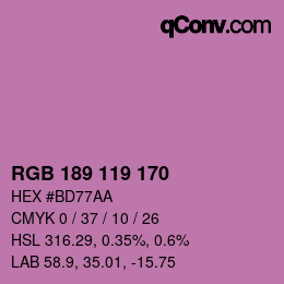 カラーコード: RGB 189 119 170 | qconv.com