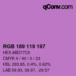 Color code: RGB 189 119 197 | qconv.com