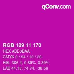 Color code: RGB 189 11 170 | qconv.com