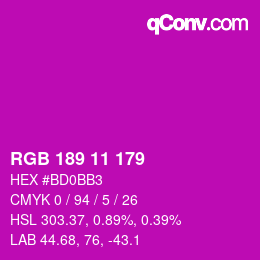 カラーコード: RGB 189 11 179 | qconv.com