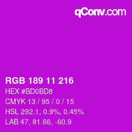 カラーコード: RGB 189 11 216 | qconv.com