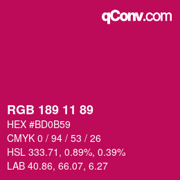 Color code: RGB 189 11 89 | qconv.com