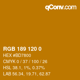 カラーコード: RGB 189 120 0 | qconv.com