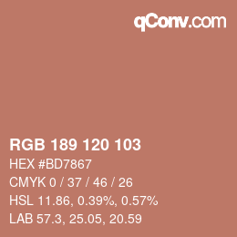 カラーコード: RGB 189 120 103 | qconv.com