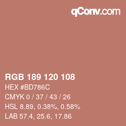 颜色代码: RGB 189 120 108 | qconv.com