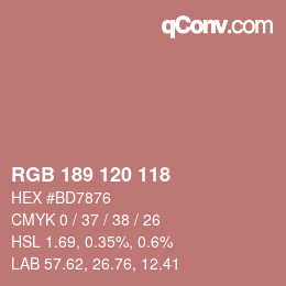 Color code: RGB 189 120 118 | qconv.com