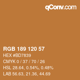 Color code: RGB 189 120 57 | qconv.com