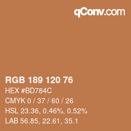 Color code: RGB 189 120 76 | qconv.com