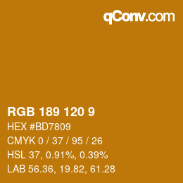 カラーコード: RGB 189 120 9 | qconv.com