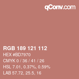 颜色代码: RGB 189 121 112 | qconv.com