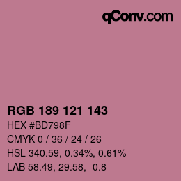 カラーコード: RGB 189 121 143 | qconv.com