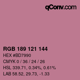 カラーコード: RGB 189 121 144 | qconv.com