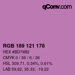 Color code: RGB 189 121 178 | qconv.com