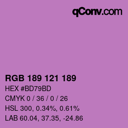 Color code: RGB 189 121 189 | qconv.com