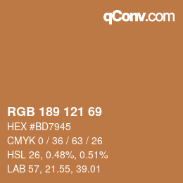 カラーコード: RGB 189 121 69 | qconv.com