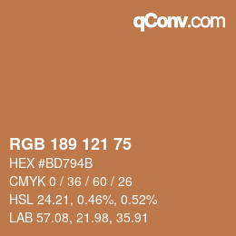 Color code: RGB 189 121 75 | qconv.com