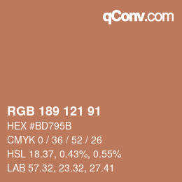 Color code: RGB 189 121 91 | qconv.com