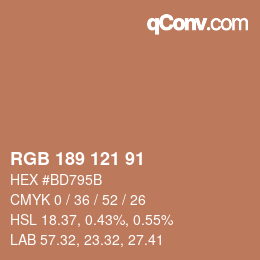 カラーコード: RGB 189 121 91 | qconv.com