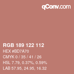 颜色代码: RGB 189 122 112 | qconv.com