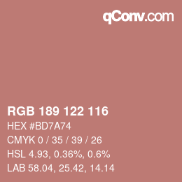 Color code: RGB 189 122 116 | qconv.com