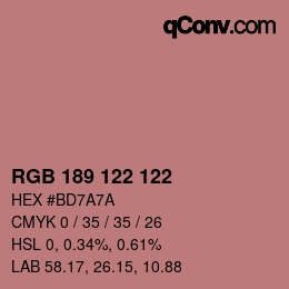 Color code: RGB 189 122 122 | qconv.com