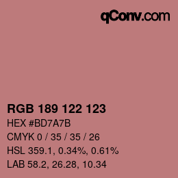 Color code: RGB 189 122 123 | qconv.com