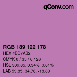 Color code: RGB 189 122 178 | qconv.com