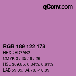 Color code: RGB 189 122 178 | qconv.com