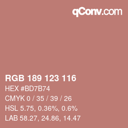 Color code: RGB 189 123 116 | qconv.com