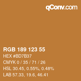 カラーコード: RGB 189 123 55 | qconv.com