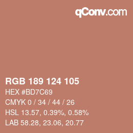 カラーコード: RGB 189 124 105 | qconv.com