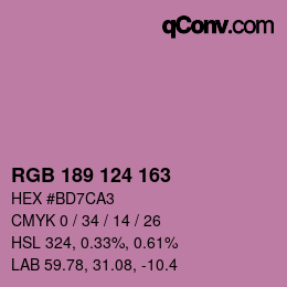 Color code: RGB 189 124 163 | qconv.com