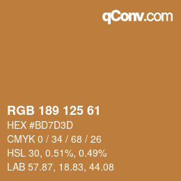 Color code: RGB 189 125 61 | qconv.com