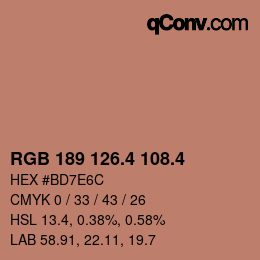 カラーコード: RGB 189 126.4 108.4 | qconv.com