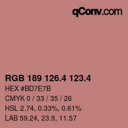 カラーコード: RGB 189 126.4 123.4 | qconv.com