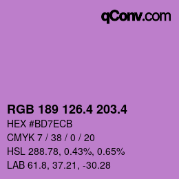 カラーコード: RGB 189 126.4 203.4 | qconv.com