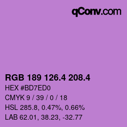 カラーコード: RGB 189 126.4 208.4 | qconv.com