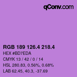 カラーコード: RGB 189 126.4 218.4 | qconv.com