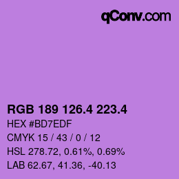 カラーコード: RGB 189 126.4 223.4 | qconv.com