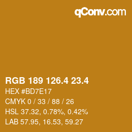 カラーコード: RGB 189 126.4 23.4 | qconv.com